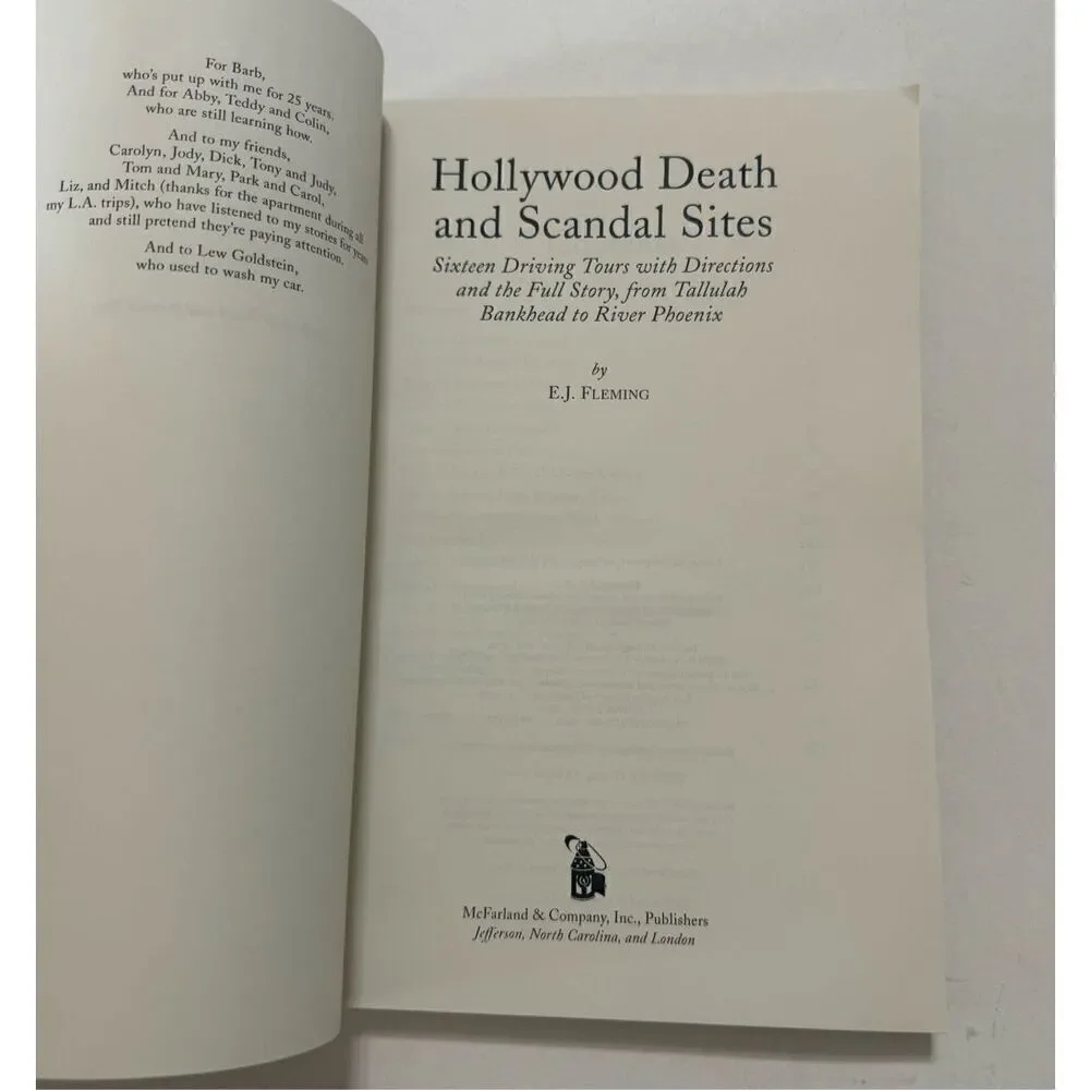 HOLLYWOOD DEATH AND SCANDAL SITES Sixteen Driving Tours with Directions (2000)